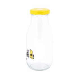 Biggdesign Cats Lemonade Glass Bottle 320 ml Yellow