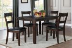 5pc Dining Set Espresso Finish Dining Table and 4 Chairs Set Brown PU Upholstered Double Notched Legs Wooden Furniture Kitchen Set