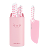 Hecef Cute Kitchen Knife Set with Detachable Block, Cat Claw Pink Sharp Chopping Cleaver and Scissors for Gift Housewarming Birthday