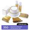 FOCUSLINE 350 Piece Gold Plastic Plates, Disposable Heavy Duty Plastic Plate Set