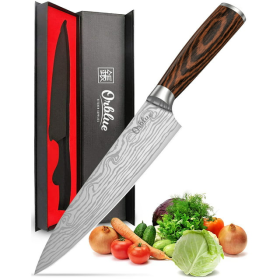 Orblue Chef Knife, 8-Inch High Carbon German Stainless Steel Chef's and Kitchen Knife