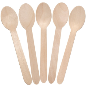 LotFancy 100Pcs Disposable Wooden Spoons, 6.25 in Sampling Tasting Spoons,Wood