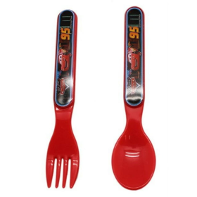 4pcs Cars Lightning McQueen Red Colored Kids Spoon and Fork Set