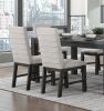 Antique Black Finish Modern 7pc Dining Set Rectangular Table and 6 Upholstered Chairs Textured Gray Wooden Dining Room Furniture