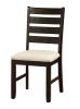 7pc Dining Set Brown Finish Table and 6 Side Chairs Beige Upholstery Seat Ladder Back Wooden Kitchen Dining Furniture