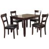 5pc Dining Set Espresso Finish Dining Table and 4 Chairs Set Brown PU Upholstered Double Notched Legs Wooden Furniture Kitchen Set