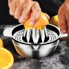 1pc Stainless Steel Lemon Squeezer; Juicer With Bowl Container For Oranges Lemons Fruit; Portable Orange Juicer; Kitchen Tools