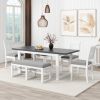 TOPMAX Modern 78inch 6-Piece Extendable Dining Table Set, 4 Upholstered Dining Chairs and Dining Bench, 18" Butterfly Leaf, White