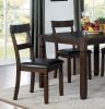 5pc Dining Set Espresso Finish Dining Table and 4 Chairs Set Brown PU Upholstered Double Notched Legs Wooden Furniture Kitchen Set