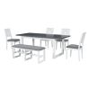 TOPMAX Modern 78inch 6-Piece Extendable Dining Table Set, 4 Upholstered Dining Chairs and Dining Bench, 18" Butterfly Leaf, White