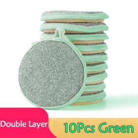 5/10pcs; Double Side Dishwashing Sponge Pan Pot Dish Wash Sponges Household Cleaning Tools Kitchen Tableware Dish Washing Brush (Color: 10Pcs Green)