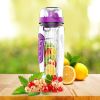 Fruit Infuser Water Bottle 32OZ Juice Shaker Sport w/ Flip Top Lid Anti-Slip Grips