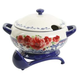 Frontier Rose Cobalt Ceramic 3.17-Quart Soup Tureen with Ladle (Color: Frontier Rose)