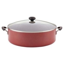 Easy Clean 14" Nonstick Family Pan, Jumbo Cooker With Lid (Color: Red)