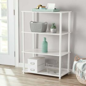 No Tools 4-Shelf Storage Bookcase (Color: White)