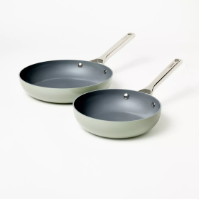 2pk (8" & 10") Aluminum Nonstick Frypan Set (Color: Sage Green)