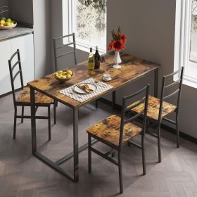 Five-piece set table and chair with backrest, industrial style, solid structure (Color: as Pic)